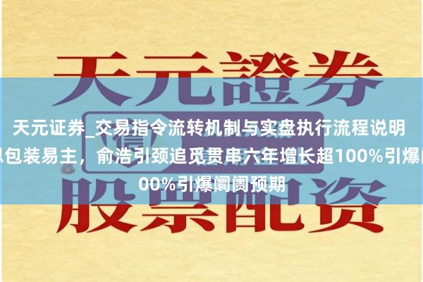 天元证券_交易指令流转机制与实盘执行流程说明 嘉好意思包装易主，俞浩引颈追觅贯串六年增长超100%引爆阛阓预期