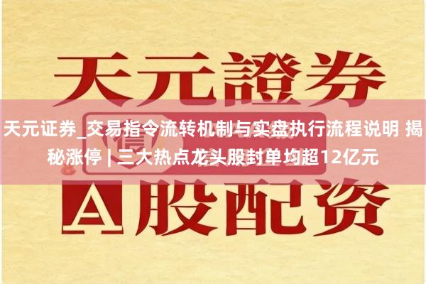 天元证券_交易指令流转机制与实盘执行流程说明 揭秘涨停 | 三大热点龙头股封单均超12亿元