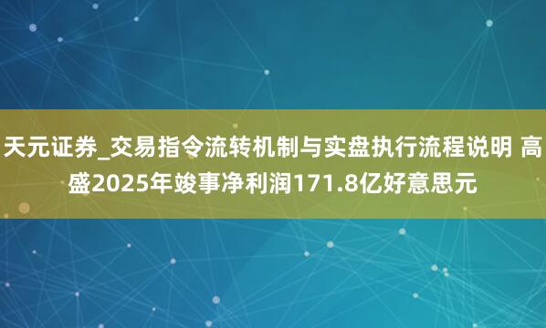 天元证券_交易指令流转机制与实盘执行流程说明 高盛2025年竣事净利润171.8亿好意思元