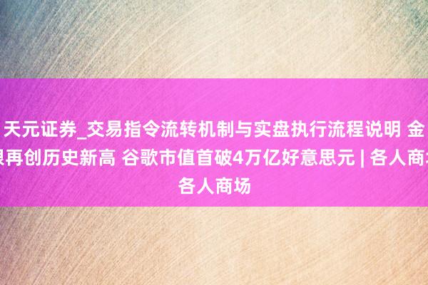 天元证券_交易指令流转机制与实盘执行流程说明 金银再创历史新高 谷歌市值首破4万亿好意思元 | 各人商场