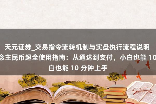 天元证券_交易指令流转机制与实盘执行流程说明 数字东说念主民币超全使用指南：从通达到支付，小白也能 10 分钟上手