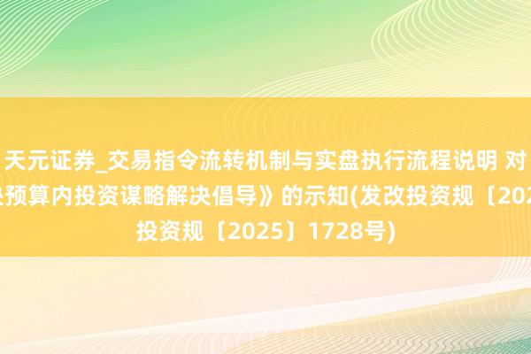 天元证券_交易指令流转机制与实盘执行流程说明 对于印发《中央预算内投资谋略解决倡导》的示知(发改投资规〔2025〕1728号)