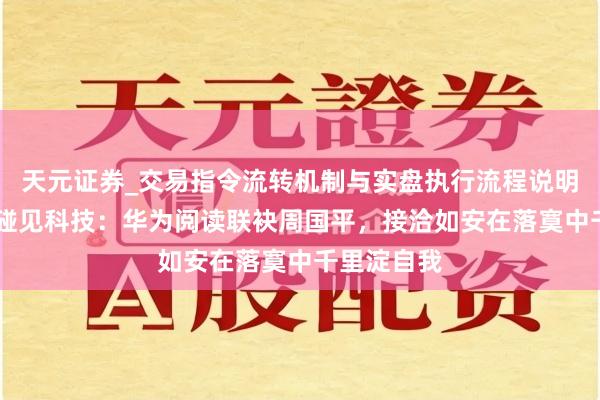 天元证券_交易指令流转机制与实盘执行流程说明 当哲念念碰见科技：华为阅读联袂周国平，接洽如安在落寞中千里淀自我
