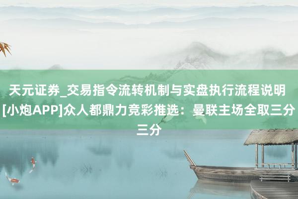 天元证券_交易指令流转机制与实盘执行流程说明 [小炮APP]众人都鼎力竞彩推选：曼联主场全取三分