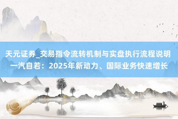 天元证券_交易指令流转机制与实盘执行流程说明 一汽自若：2025年新动力、国际业务快速增长